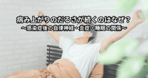 病み上がりのだるさと感染症後の自律神経・炎症・睡眠の関係をわかりやすく解説するイメージイラスト